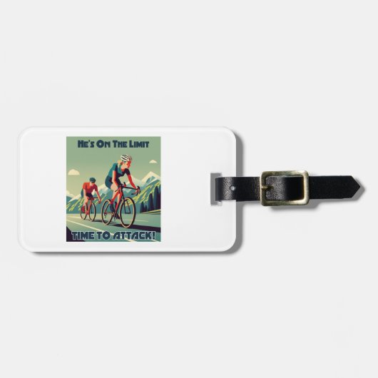 Hij is op de limiet tijd om het vrouwenwielrennen  bagagelabel (Voorkant horizontaal)