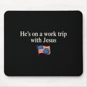Hij is op een werkreis met Jezus Christelijk Relig Muismat