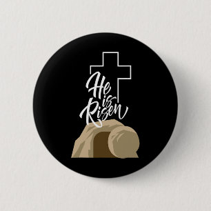 Hij is opgestaan 3 dagen Jezus Christus Gelukkig P Ronde Button 5,7 Cm