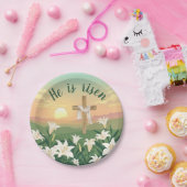 Hij is opgestaan als Paasopstanding Papieren Bordje (Feest)