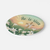 Hij is opgestaan als Paasopstanding Papieren Bordje (Gekanteld)