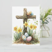 Hij is opgestaan als Regilious Wenskaart, Paasdag Feestdagenkaart (Staand voorkant)