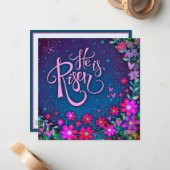 Hij is opgestaan  bloemenPasen Notitiekaartje (Voorkant / Achterkant in situ)