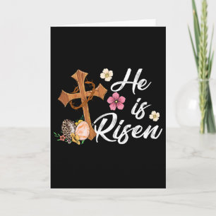 Hij Is Opgestaan Bloemkruis Christelijke Vintage G Kaart