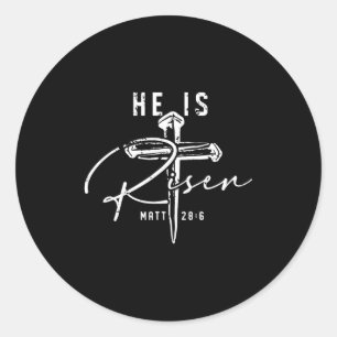 Hij Is Opgestaan Christelijk Kruis Jezus Bijbelver Ronde Sticker