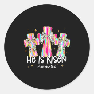 Hij Is Opgestaan Christelijk Kruis Jezus Coquette Ronde Sticker