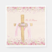 Hij is opgestaan Christelijk Pasen gepersonaliseer Servet (Voorkant)