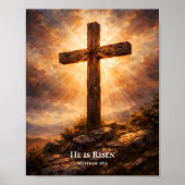 Hij Is Opgestaan Christelijk Pasen Poster (Voorkant)