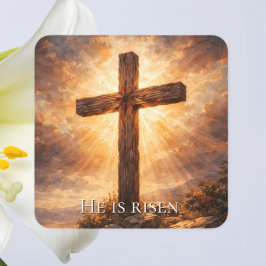 Hij Is Opgestaan Christelijk Pasen Vierkante Sticker