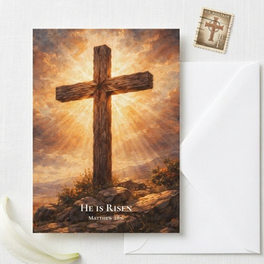 Hij Is Opgestaan Christelijke Pasen Kaart
