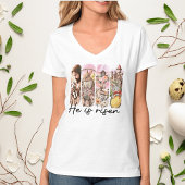 Hij Is Opgestaan Dames Basic V-Hals T-Shirt