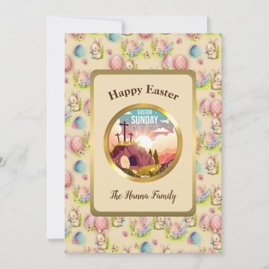 Hij is opgestaan en viering van Pasen Kaart (Voorkant)