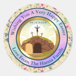 Hij is Opgestaan en Viering van Pasen Ronde Sticker