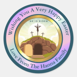 Hij is Opgestaan en Viering van Pasen Ronde Sticker