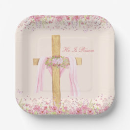 Hij Is Opgestaan Gepersonaliseerd Christelijk Pase Papieren Bordje