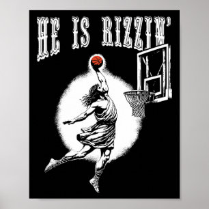 Hij is opgestaan grappig Pasen Jezus spelen bysket Poster