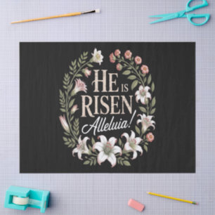 Hij Is Opgestaan Halleluja Bloemrijke Christelijke Tissuepapier