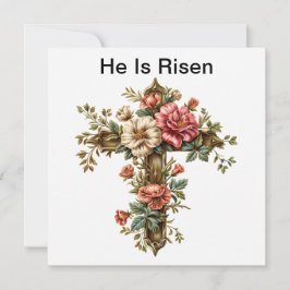 Hij is opgestaan Jesus Cross Kaart, Happy Paasdag Feestdagenkaart