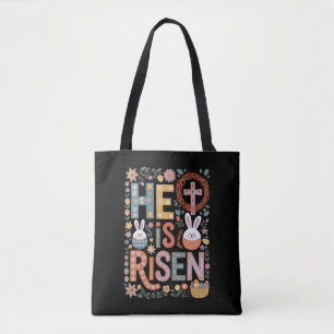 Hij is Opgestaan Jezus Bloemig Lieve Paashaas Koni Tote Bag