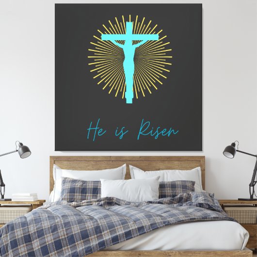 Hij is opgestaan Jezus Canvas Afdruk (Insitu (Slaapkamer))