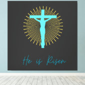 Hij is opgestaan Jezus Canvas Afdruk (Insitu (Houten vloer))