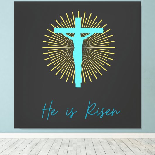 Hij is opgestaan Jezus Canvas Afdruk (Insitu (Houten vloer))