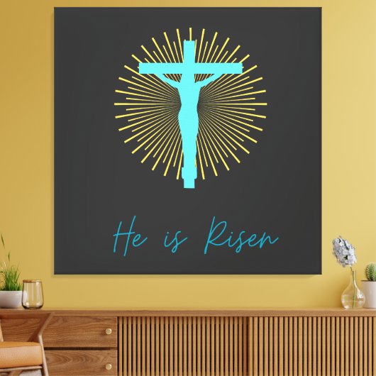 Hij is opgestaan Jezus Canvas Afdruk (Insitu (Woonkamer))