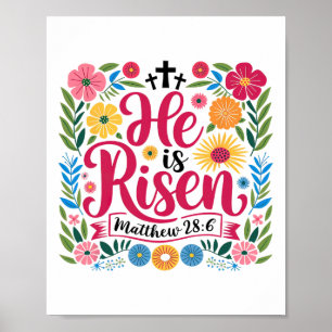 Hij Is Opgestaan Jezus Christelijk Gelukkig Pasen Poster