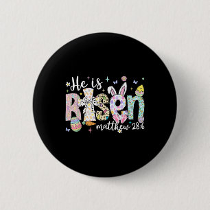 Hij Is Opgestaan Jezus Christelijk Gelukkig Pasen Ronde Button 5,7 Cm