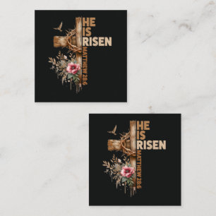 Hij is Opgestaan Jezus Christelijk Religieus Pasen Vierkante Visitekaartje