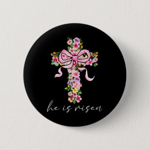 Hij Is Opgestaan Jezus Christelijke Coquette Boog Ronde Button 5,7 Cm