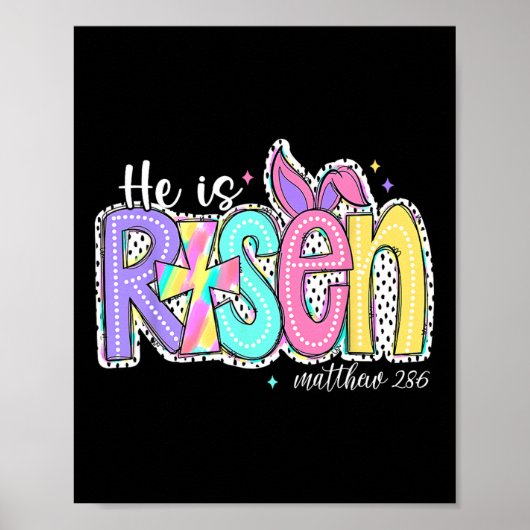 Hij is opgestaan Jezus Christelijke Gelukkige Pase Poster (Voorkant)