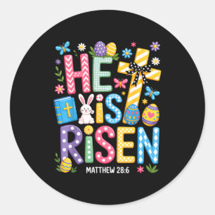 Hij Is Opgestaan Jezus Christen Gelukkig Pasen Vro Ronde Sticker