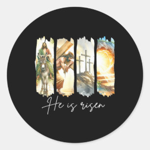Hij Is Opgestaan Jezus Christen Gelukkig Pasen Vro Ronde Sticker