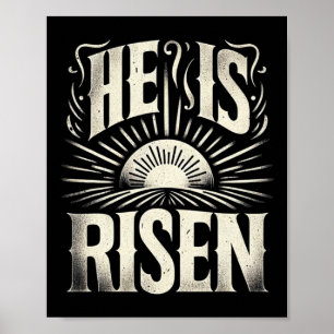 Hij Is Opgestaan Jezus God Christelijke Zon Opstan Poster