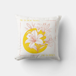 Hij is OPGESTAAN! - Koraal + Gele Lelie Kussen