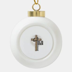 Hij Is Opgestaan Kruis Mattheüs 28_6 Vintage Chris Keramische Bal Ornament
