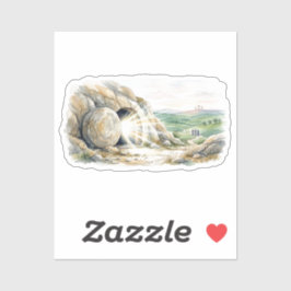 Hij Is Opgestaan Lege Graf Pasen Kruis Sticker