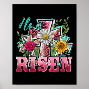 Hij is opgestaan luipaard Happy Easter Day Christe Poster