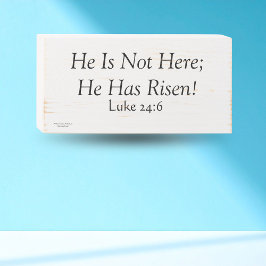 Hij is opgestaan Lukas 24:6 Christelijke Pasen/Hei Houten Kist Print
