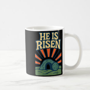 Hij Is Opgestaan Matteus 28_6 Retro Christelijk Koffiemok