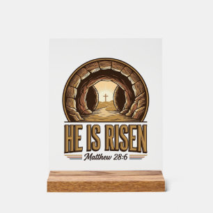 Hij Is Opgestaan Matteus 28 6 Vintage Christelijk Acryl Bord