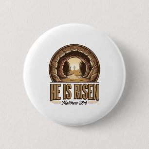Hij Is Opgestaan Matteus 28 6 Vintage Christelijk  Ronde Button 5,7 Cm