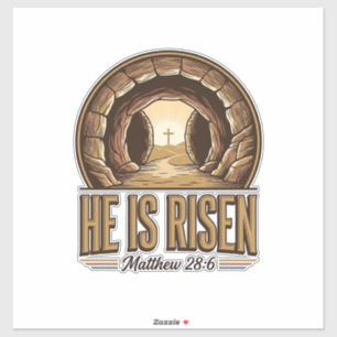 Hij Is Opgestaan Matteus 28 6 Vintage Christelijk  Sticker