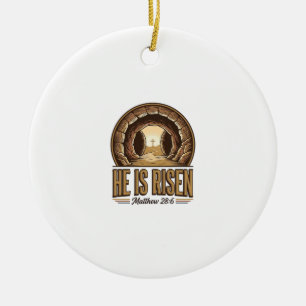 Hij Is Opgestaan Mattheüs 28 6 Vintage Christelijk Keramisch Ornament