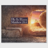 Hij is opgestaan met drie kruisen leeg graf Pasen Cadeaupapier (Vlak)
