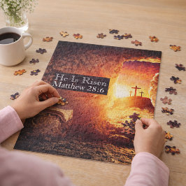 Hij is opgestaan met drie kruisen leeg graf Pasen Legpuzzel