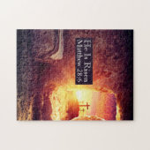 Hij is opgestaan met drie kruisen leeg graf Pasen Legpuzzel (Horizontaal)