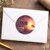 Hij is opgestaan met drie kruisen leeg graf Pasen Ronde Sticker