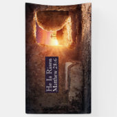 Hij is opgestaan met drie kruisen leeg graf Pasen Spandoek (Verticaal)